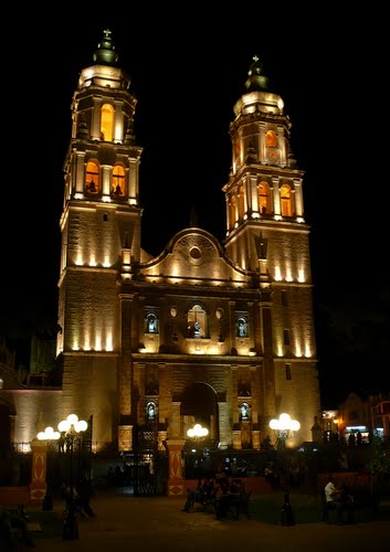 Mexico - World-Heritage: Campeche - Cathedral La Concepción by night